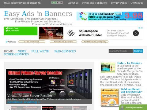 Free Placement of Ads, Banners, Text and Offers