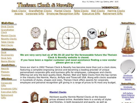 Theisen Clock & Novelty Desk Clocks, Awards, Employee Gifts