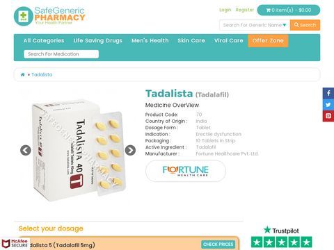 Buy Tadalista 10 mg  online USA | Safe Generic Pharmacy