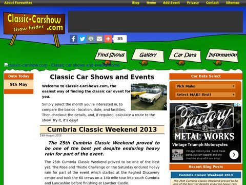 Shows and Classic Car listings - easy search, route-map