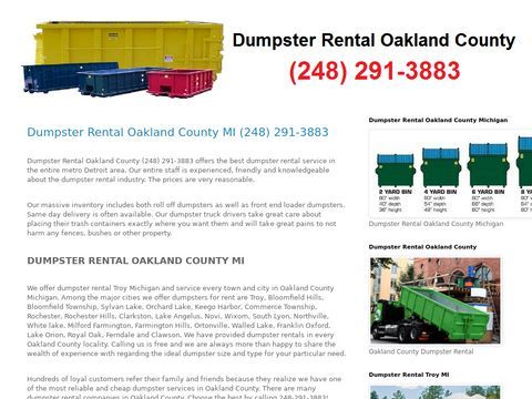 Dumpster Rental Oakland County Michigan