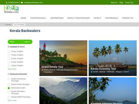 Kerala Backwater Destinations, Kerala Backwater Tours Packag