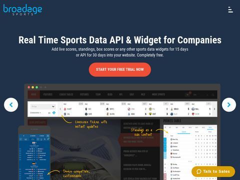Sports Data Company, Widgets and API