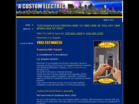 A Custom Electric Electrician Los Angeles