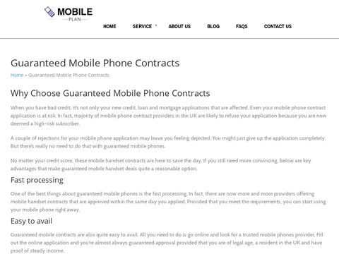 MobilePlan Offers Guaranteed Phone Contracts