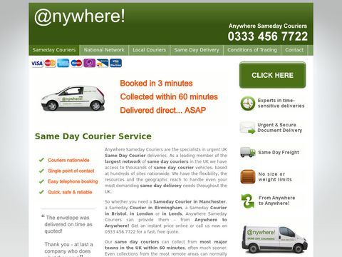 UK Same Day Courier Specialists: Anywhere Sameday Couriers