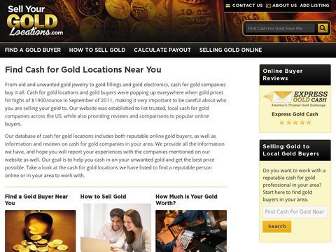 Sell Your Gold Locations - Cash For Gold Directory