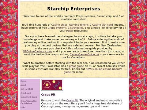 Starchip Enterprises, Casino chips, gaming tokens, Craps systems, slot cards