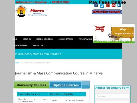 Mass Com & Journalism Course in Minerva