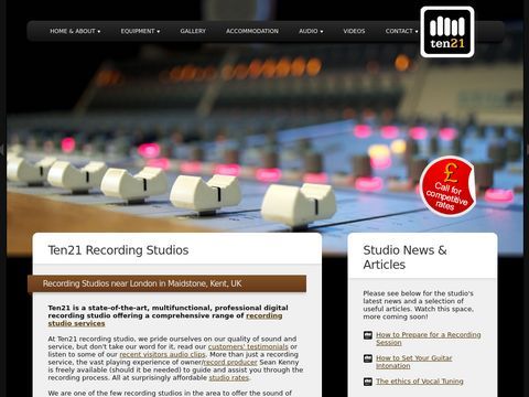 Ten21 Recording Studios, Pro Tools HD, Kent, UK