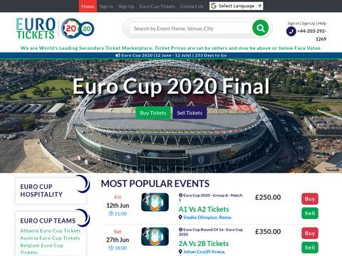 Euro Cup 2020 Tickets | Euro Cup Tickets | Euro 2020 Tickets