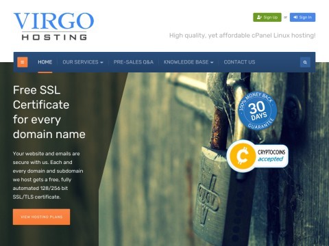 Virgo Hosting - Affordable linux cpanel web hosting