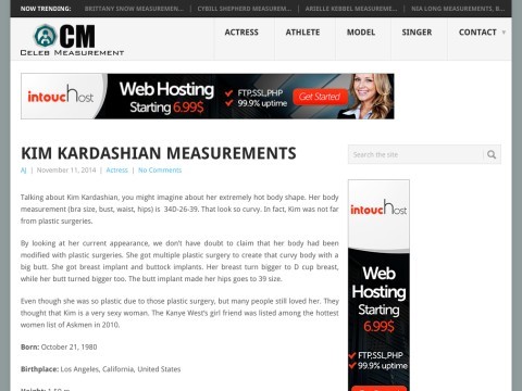 Kim Kardashian measurements