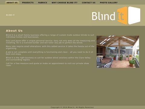 Blind It | Custom Made, Installation | Exterior Blind Solutions | Clare, South Australia