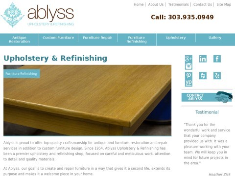 Ablyss upholstery and furniture refinishing, reupholstery, custom built furniture, denver