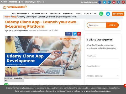 Employcoder-Udemy Clone App | Udemy Clone Script 