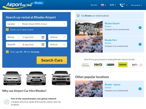 Rhodes airport car hire