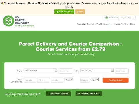 myParcelDelivery.com - Online parcel delivery and comparison site