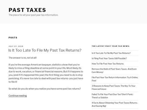 Past Year Tax Help at Past Tax.com