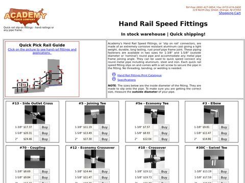 Rail Fittings, Slip-On Hand Railing Fasteners