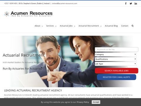 Actuarial Jobs, Actuary Vacancies, Actuaries Careers, Actuary Trainee Vacancy, Actuarial Recruitment, job actuary: Acumen Resources