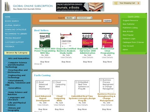 Online subscription, e-Books, e-Journals
