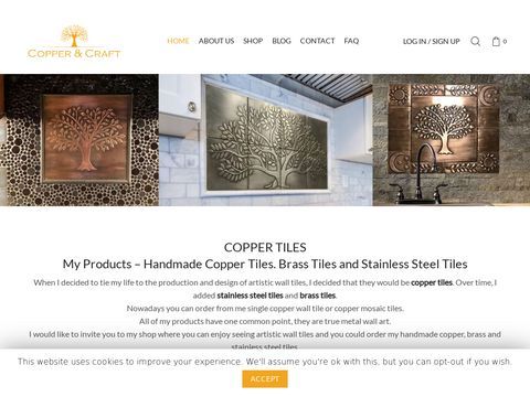 Wall copper tiles made by Copper and Craft