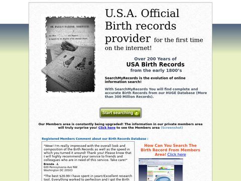 U.S.A. Official Birth records provider