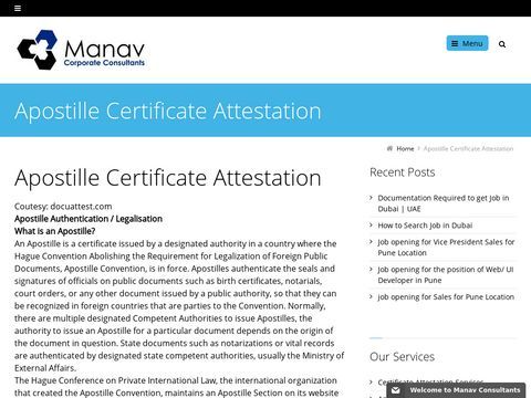 Apostille certificate attestation services