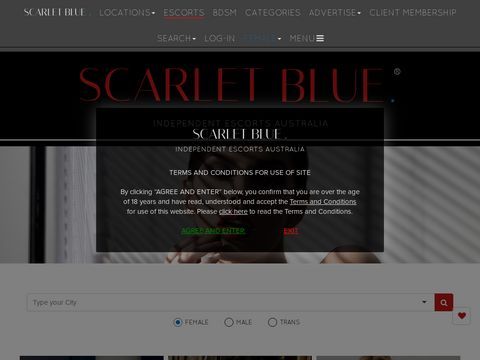 Private escort directory of Australia - Scarlet Blue.