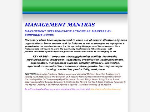 managementmantras - MANAGEMENT STRATEGIES - TOP ACTIONS AS MANTRAS BY GURUS