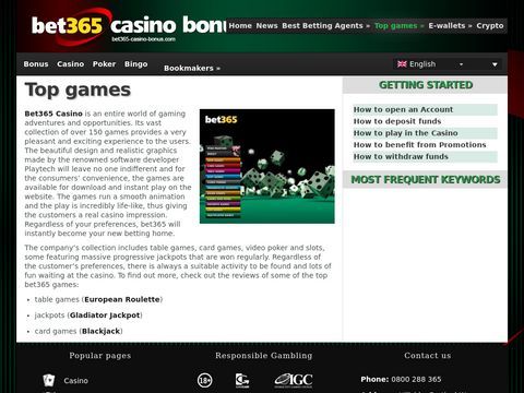 Top bet365 Casino games