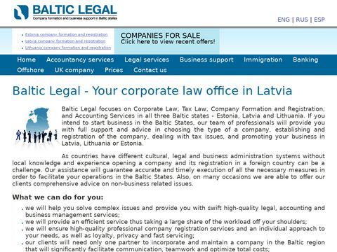 Baltic Legal: Company Formations in LV, LT and EE