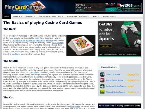 The Basics of playing Casino Card Games 