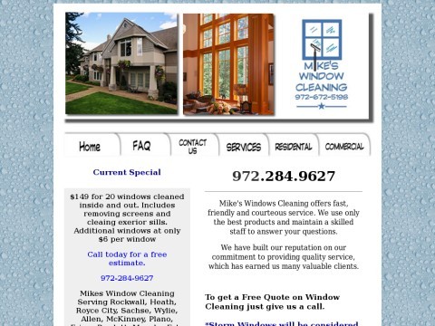 Mikes Window Cleaning, Serving Rockwall, Wylie, Sachse, Rowlett, Fate, and Heath