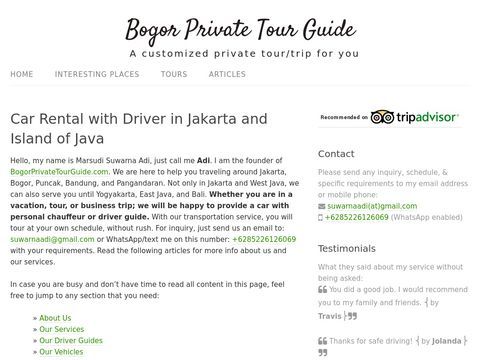 Personal Tourist Guide and Driver Bogor, Bandung, & Jakarta