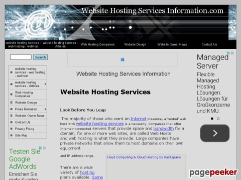 Website Hosting Services Information