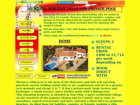 Menorca holiday villa with private pool for rental .