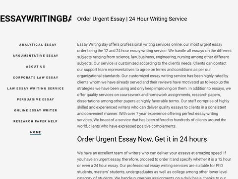 Urgent Writing Service | 24 hour Essay - Essay Writing Bay