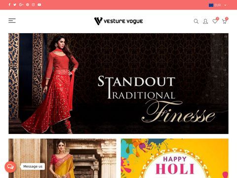 Buy Indian Sarees Online, Salwar Suits, Lehengas Online– Vesture Vogue