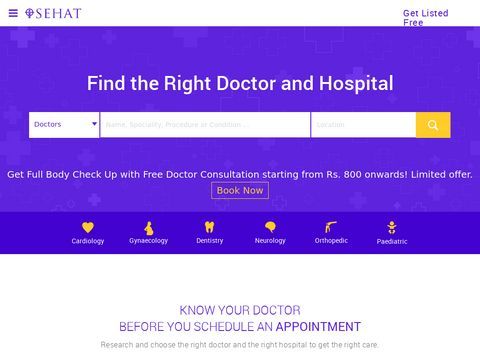 Finding the Right Doctor, Hospital and Care made simple | Sehat