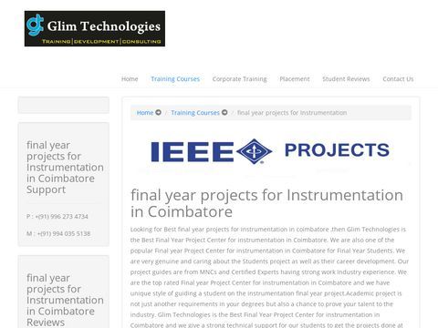 final year projects for Instrumentation in Coimbatore