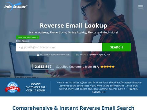 Reverse Email Lookup at eVerify.com 