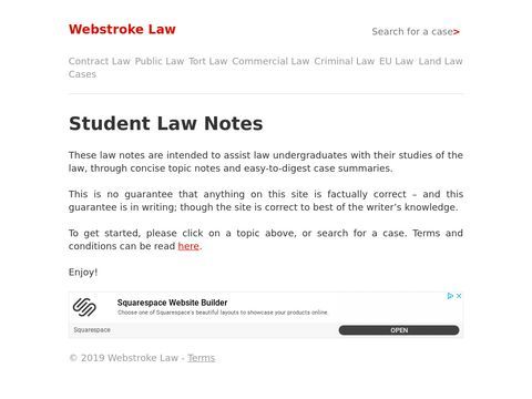 Student Law Notes | Law Notes | Case Notes | Webstroke Law