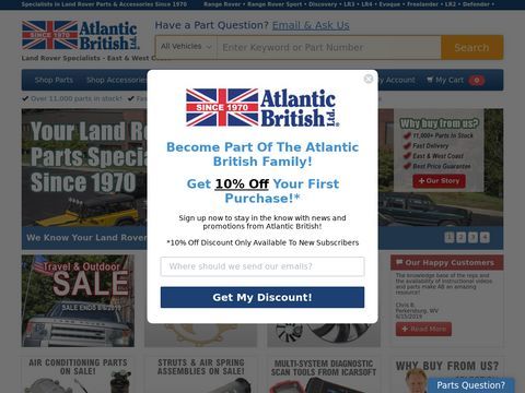 Land Rover Parts & Rover Accessories From Atlantic British | Discovery, Range Rover, LR3, LR2, Defender, Freelander and Land Rover Series Parts & Accessories