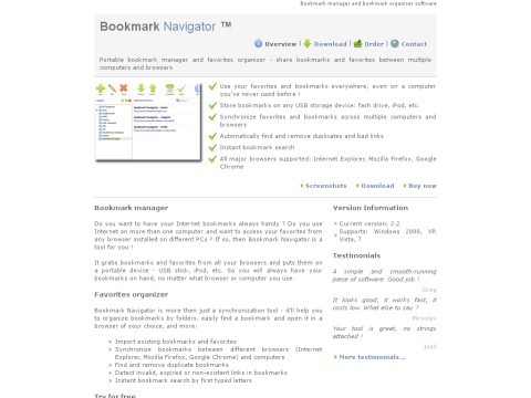 Portable bookmark manager for Windows 2000, also 7