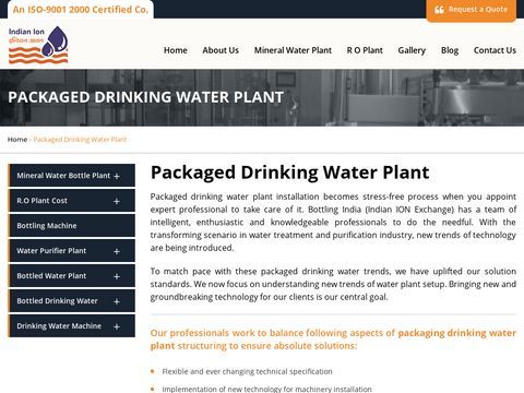 IS0 Certified Packaged Drinking Water Plant