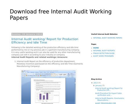 Free Internal Audit Working Papers