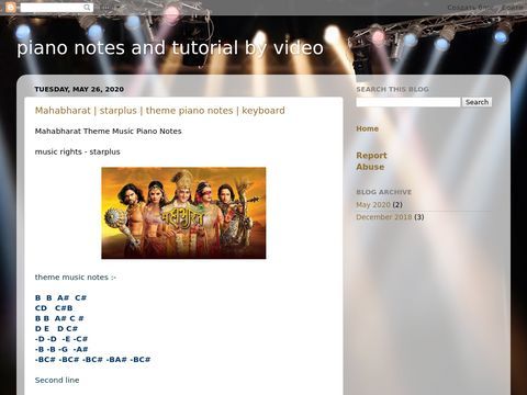 piano notes and tutorial by video
