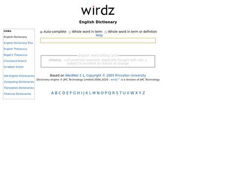 wirdz dictionaries, thesauri and solvers